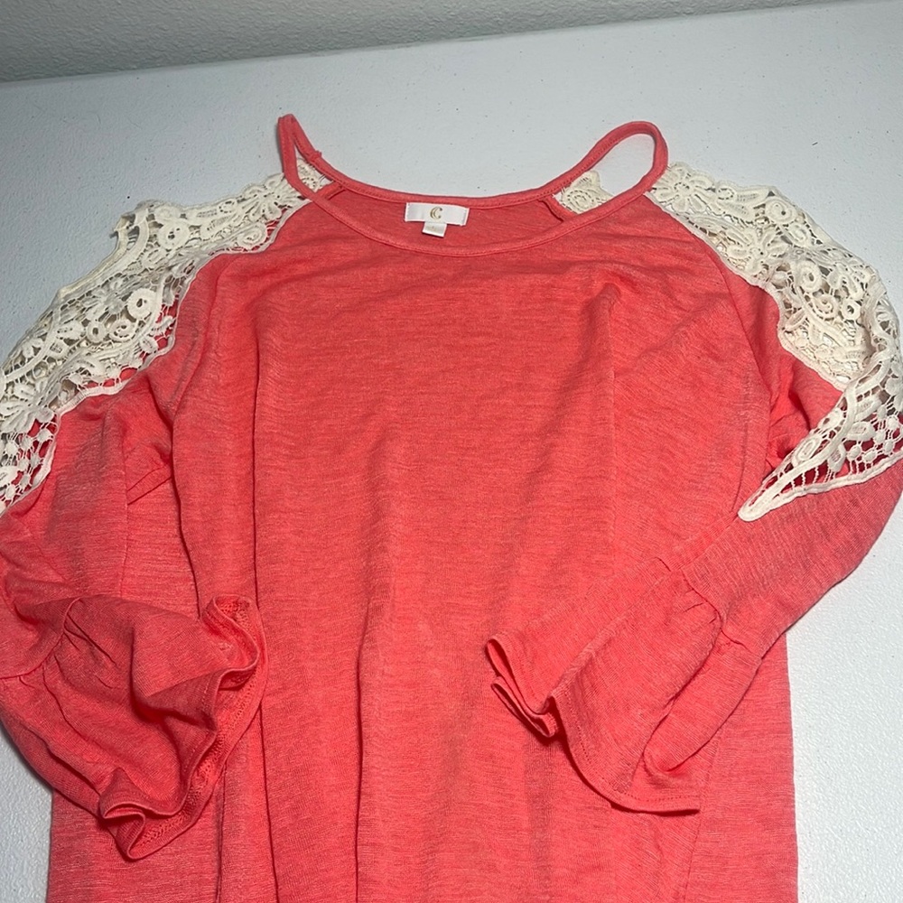 Coral Lace Open Shoulder